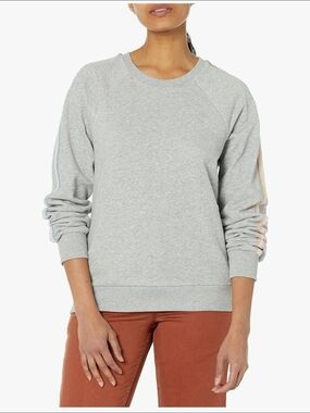 PJ Salvage Light Gray Sweatshirt with Pastel Sleeve Stripes